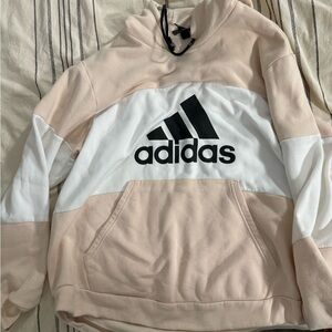 Adidas Beige and White Hoodie